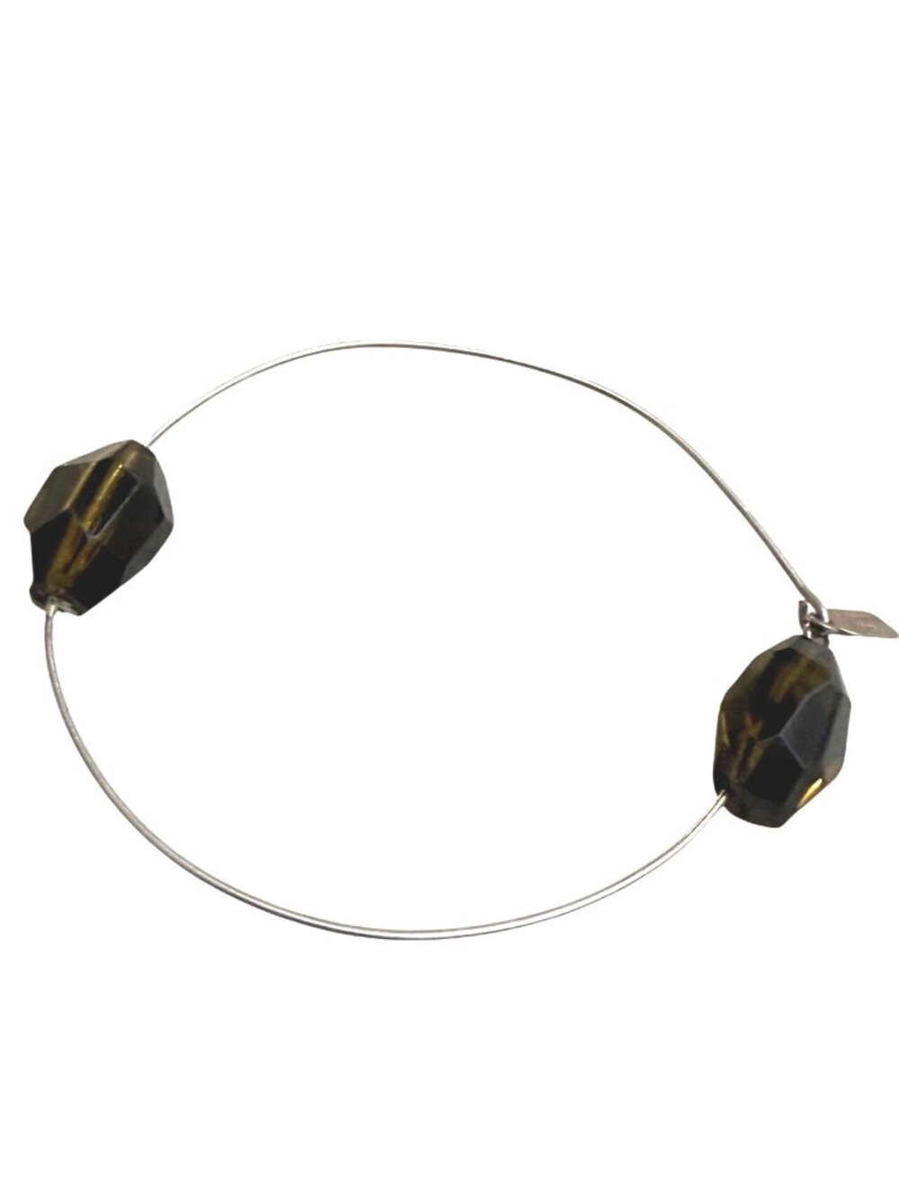 Citrine Bangle Bracelet Faceted Layering Minimalist Modern Sterling Silver